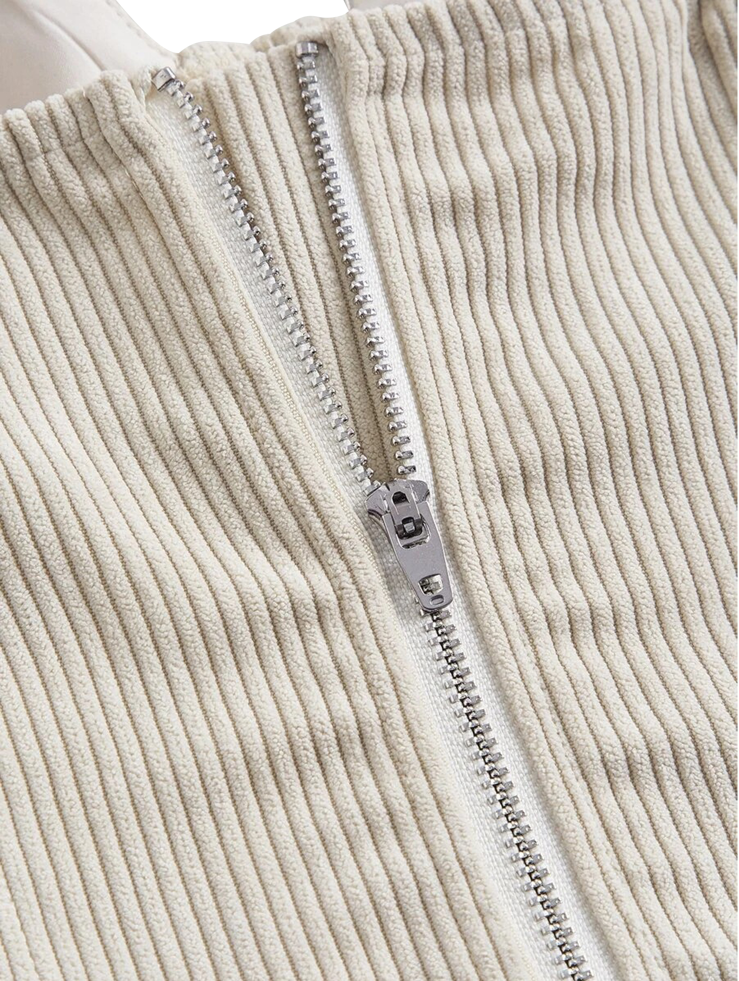 Loptok Women's Beige Asymmetrical Zipper Wide Strap Corset Top - Image 3